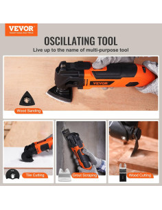 Herramienta Oscilante VEVOR 2.5A con Luz LED y 16 Accesorios 2