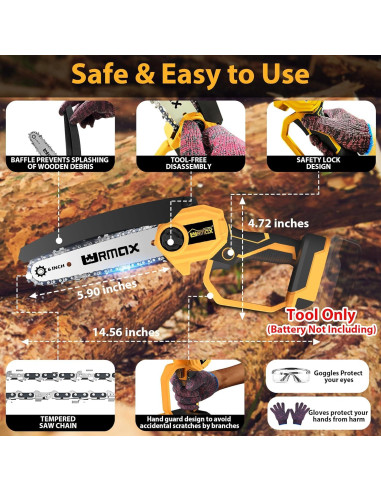Sierra de Cadena Mini Inalámbrica URMAX 6" 20V para Dewalt