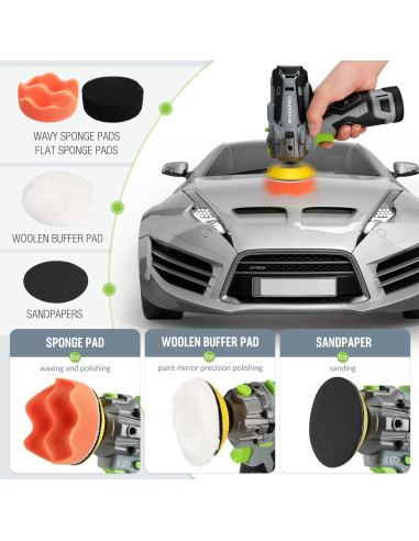 Pulidor Inalámbrico WORKPRO 12V Mini 3" con 2 Baterías