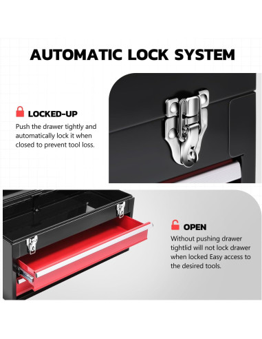 Caja de Herramientas Portátil DNA MOTORING 50.8cm 2 Cajones