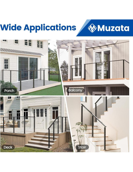 Muzata Kit Barandilla de Cable 15-20ft 42" Sin Tensores Muzata Kit Barandilla de Cable 15-20ft 42" Sin Tensores