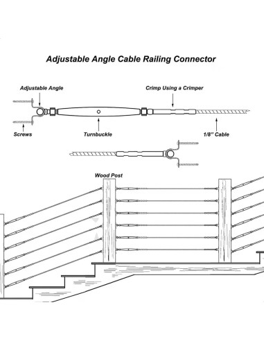 Kit de Barandilla de Cable RiaYer 20 Pares T316 Ajustable