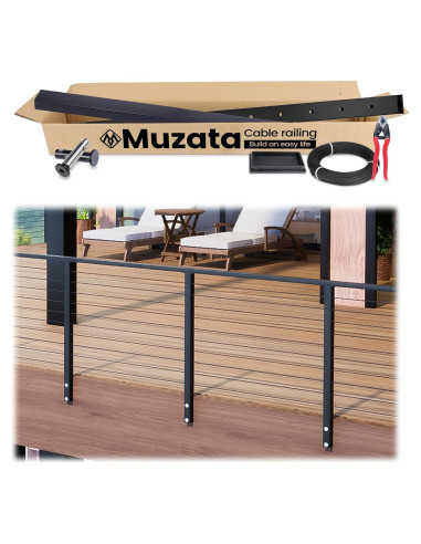 Muzata Kit Completo Barandilla de Cable 36" Negro RCF2