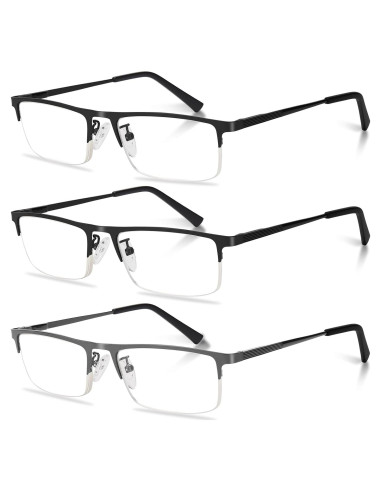 Gafas de lectura Anourney 3-Pack Hombres Metal Ligero 1.0x