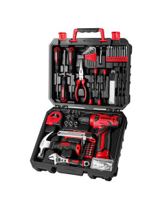 DEKOPRO Taladro Inalámbrico 8V Rojo Kit de 126 Piezas