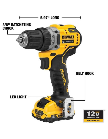 Taladro Atornillador DEWALT DCD701F2 12V Inalámbrico 3/8" Taladro Atornillador DEWALT DCD701F2 12V Inalámbrico 3/8"