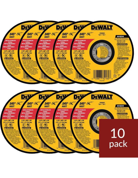 Ruedas de Corte DeWalt DW8062 11,43 cm Paquete de 10 Ruedas de Corte DeWalt DW8062 11,43 cm Paquete de 10