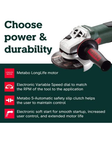 Amoladora Angular Metabo WEV 15-125 - 1550W - Verde