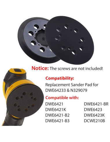 Paquete de 3 almohadillas Dewalt 12,7 cm para lijadora