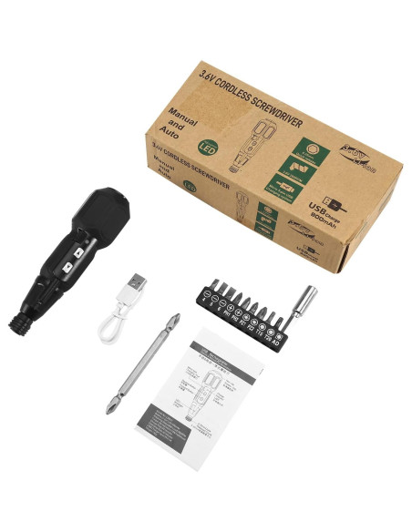 Destornillador Eléctrico AMIR Inalámbrico 3.6V con Luz LED Destornillador Eléctrico AMIR Inalámbrico 3.6V con Luz LED
