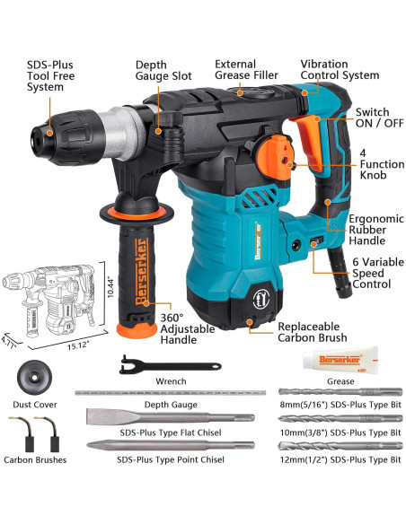 Taladro Rotatorio Berserker 32MB 1500W 4 Funciones SDS-Plus Taladro Rotatorio Berserker 32MB 1500W 4 Funciones SDS-Plus
