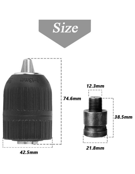 Adaptador Chuck Sin Llave Mesee 2-13mm para Taladro Adaptador Chuck Sin Llave Mesee 2-13mm para Taladro