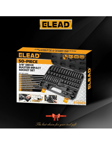 Conjunto de Enchufes de Impacto 3/8'' ELEAD 50 Piezas