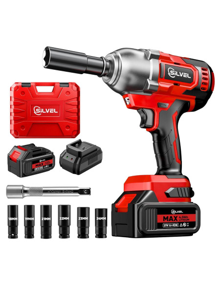 Llave de impacto inalámbrica SILVEL 650N.m 3300RPM 4.0Ah Llave de impacto inalámbrica SILVEL 650N.m 3300RPM 4.0Ah