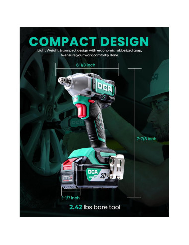 Llave de impacto DCA 20V 1/2" 235 Nm 4 modos y batería