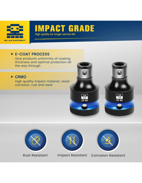 Adaptadores de Socket 1/2 a 1/4 BLACKROBOT 2PCS Acero Cr-Mo Adaptadores de Socket 1/2 a 1/4 BLACKROBOT 2PCS Acero Cr-Mo