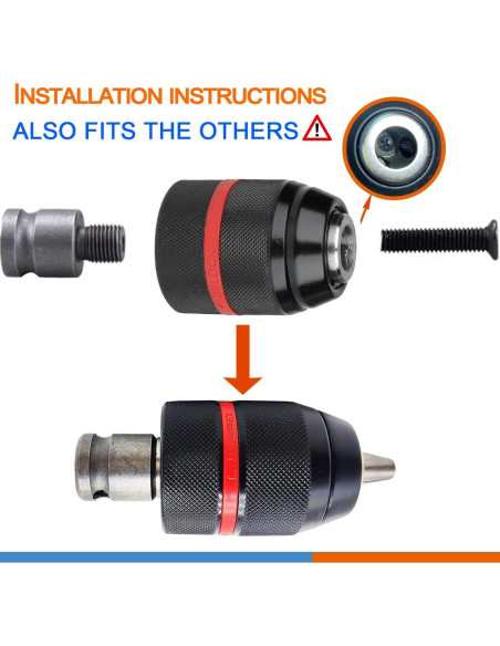 Adaptador Chuck Taladro Sin Llave Ganyee 1-13mm SDS-Plus Adaptador Chuck Taladro Sin Llave Ganyee 1-13mm SDS-Plus