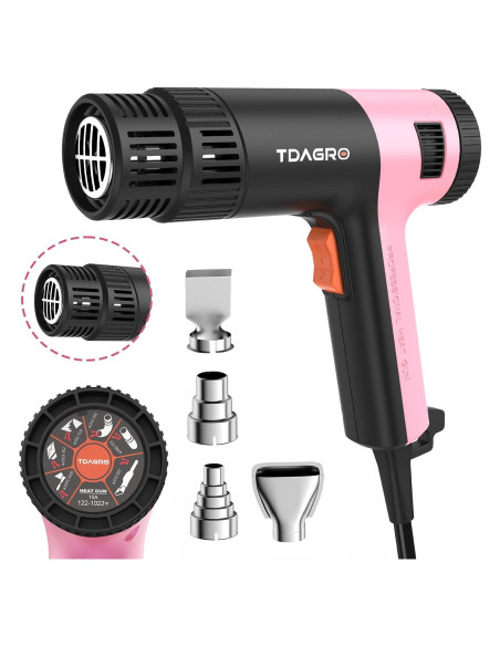 Pistola de Calor TDAGRO 1800W Rosa 650C 4 Boquillas Pistola de Calor TDAGRO 1800W Rosa 650C 4 Boquillas