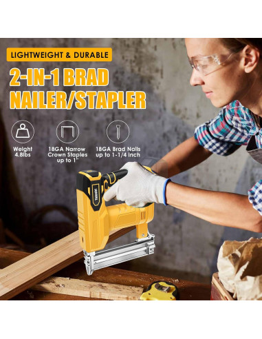 Clavadora sin cable Yutesiri 18GA para Dewalt 20V, 2 en 1