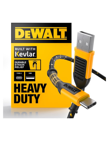 Cable USB C DEWALT 4 FT Carga Rápida Nylon Trenzado Cable USB C DEWALT 4 FT Carga Rápida Nylon Trenzado