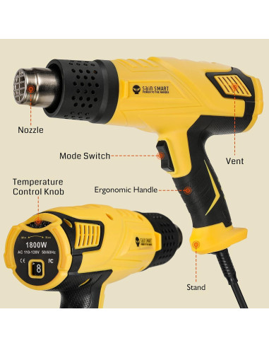 Pistola de Calor SainSmart 1800W con 4 Boquillas