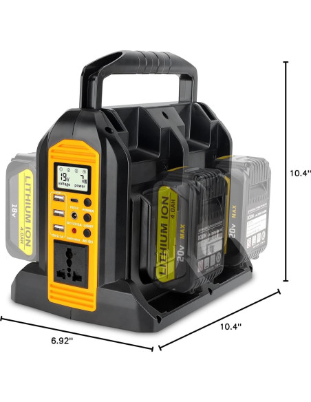 Inversor 350W Hipoke para Batería Dewalt 20V/60V 4 Puertos Inversor 350W Hipoke para Batería Dewalt 20V/60V 4 Puertos