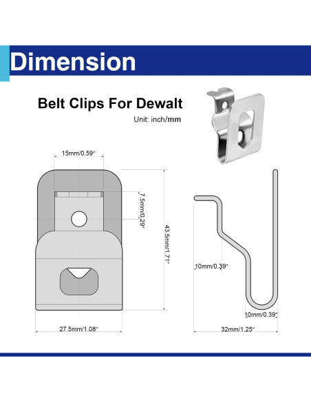 Ganchos para Cinturón Dewalt 6 Piezas Acero Inoxidable Ganchos para Cinturón Dewalt 6 Piezas Acero Inoxidable