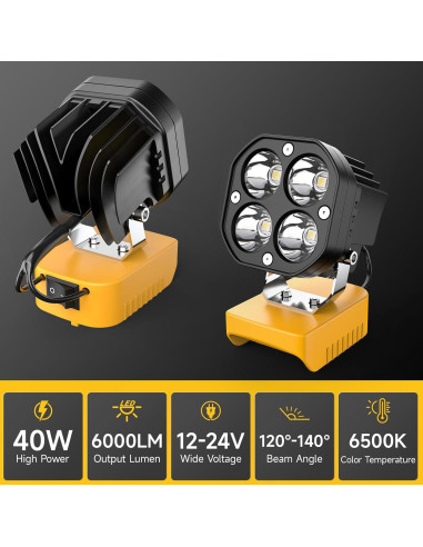Luz de trabajo LED Azocek 40W 6000LM 20V inalámbrica