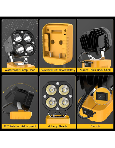 Luz de trabajo LED Azocek 40W 6000LM 20V inalámbrica