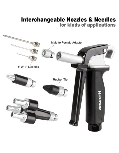 Hromee Kit Pistola de Aire 12 Piezas con Boquillas y Extensiones