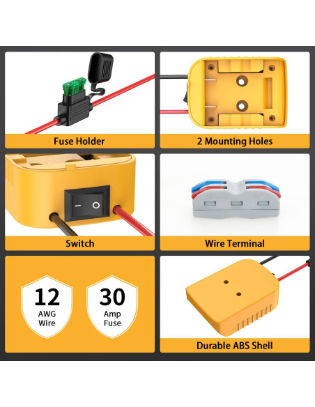 Adaptador para Batería Dewalt 20V Kzreect con Interruptor Adaptador para Batería Dewalt 20V Kzreect con Interruptor