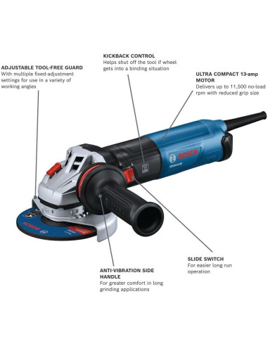 Amoladora Angular Bosch GWS14-50 5" 1300W Interruptor Deslizante