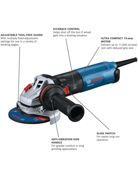 Amoladora Angular Bosch GWS14-50 5" 1300W Interruptor Deslizante Amoladora Angular Bosch GWS14-50 5" 1300W Interruptor Deslizante