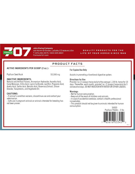 Suplemento Equino Psyllium Pellets Formula 707 1.36 kg Suplemento Equino Psyllium Pellets Formula 707 1.36 kg