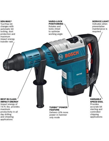 Martillo Rotativo Bosch RH745 SDS-max 8.4 kg 2 Modos Martillo Rotativo Bosch RH745 SDS-max 8.4 kg 2 Modos