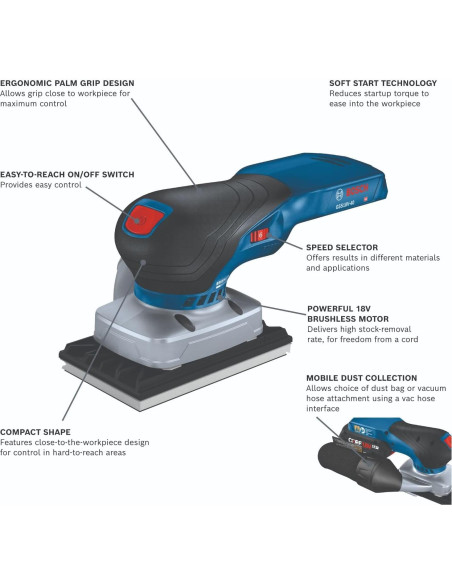 Lijadora Orbital Bosch GSS18V-40 18V Sin Cable Ergonómica Lijadora Orbital Bosch GSS18V-40 18V Sin Cable Ergonómica
