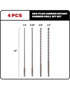 Juego de brocas SDS Plus 4 piezas Sabre Tools 0,64-1,27 cm 2
