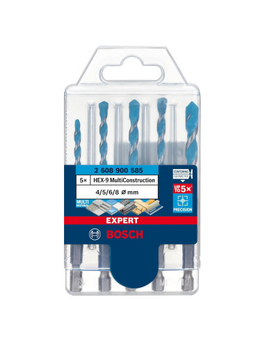 Juego de Brocas MultiConstrucción Bosch EXPERT HEX-9 4-8 mm