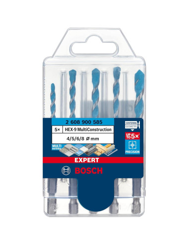 Juego de Brocas MultiConstrucción Bosch EXPERT HEX-9 4-8 mm
