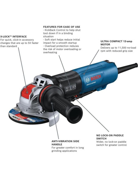 Molinillo Angular BOSCH GWX14-50PBD 5" 13A 11500 RPM Molinillo Angular BOSCH GWX14-50PBD 5" 13A 11500 RPM