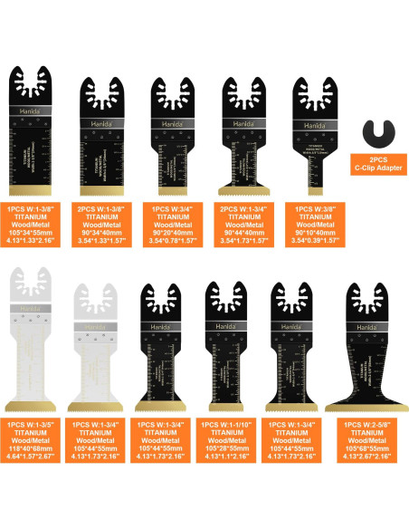 Juego de 13 Cuchillas Oscilantes Hanida para Madera y Metal Juego de 13 Cuchillas Oscilantes Hanida para Madera y Metal