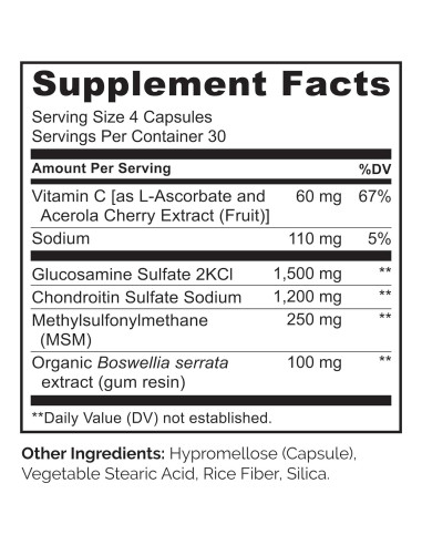 Suplemento NATURELO Glucosamina Condroitina MSM 120 Cápsulas