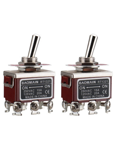 Interruptor Basculante DPDT 250VAC 15A 125VAC 20A 12mm 2PCS