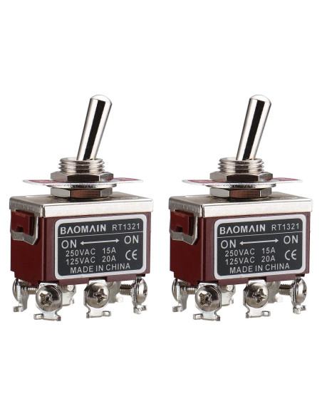 Interruptor Basculante DPDT 250VAC 15A 125VAC 20A 12mm 2PCS Interruptor Basculante DPDT 250VAC 15A 125VAC 20A 12mm 2PCS