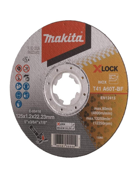 Disco de Corte Fino Makita E-00474 125mm 60 Grano X-LOCK Disco de Corte Fino Makita E-00474 125mm 60 Grano X-LOCK