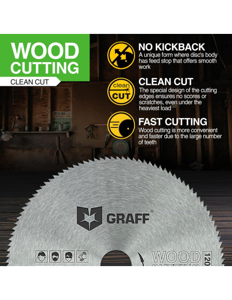 Hoja de sierra circular GRAFF 115mm 120 dientes para madera Hoja de sierra circular GRAFF 115mm 120 dientes para madera