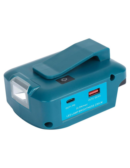 Adaptador de Batería USB ADP05 Makita 18V con Luz LED Adaptador de Batería USB ADP05 Makita 18V con Luz LED