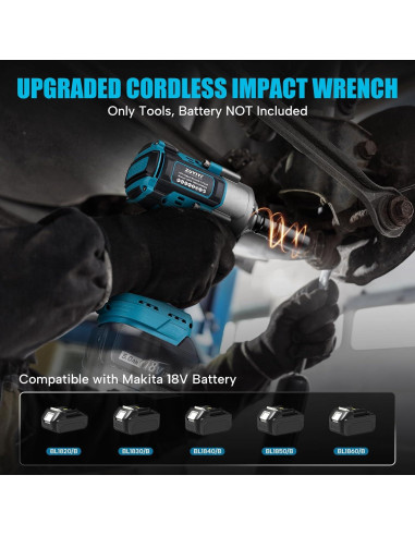 Llave de impacto inalámbrica ZUYIYI 1/2" 1000N.m 18V