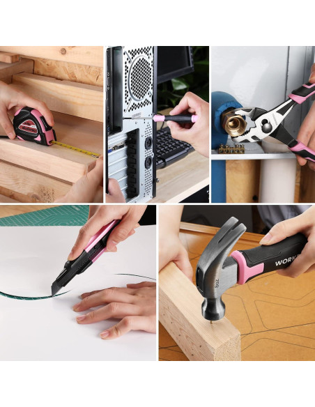 Juego de Herramientas WORKPRO Rosa 18PCS con Destornillador Eléctrico Juego de Herramientas WORKPRO Rosa 18PCS con Destornillador Eléctrico