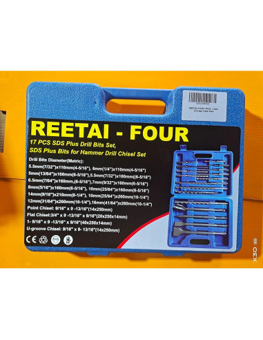 Juego de 17 PZS Brocas y Cinceles SDS Plus REETAI-FOUR
